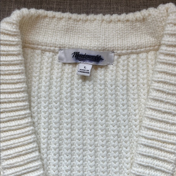 Madewell Knit Cream White Button Down Sweater Vest L - Picture 3 of 5